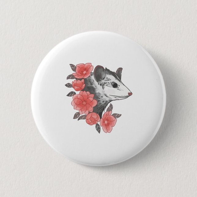 Possum With Flowers 6 Cm Round Badge (Front)