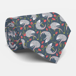 Possums and Poppy Flower Tie