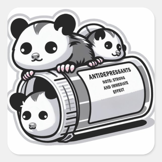 Possums Antidepressants Square Sticker (Front)