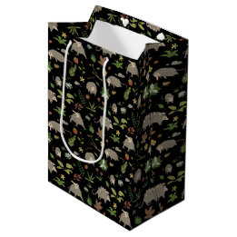 Possums in a Berry Field in Black Medium Gift Bag