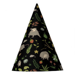 Possums in a Berry Field in Black Party Hat