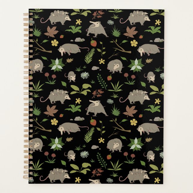 Possums in a Berry Field in Black Planner (Front)