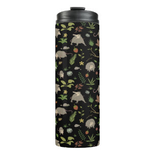 Possums in a Berry Field in Black Thermal Tumbler