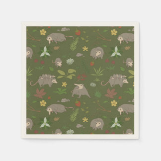 Possums in a Berry Field in Green Napkin