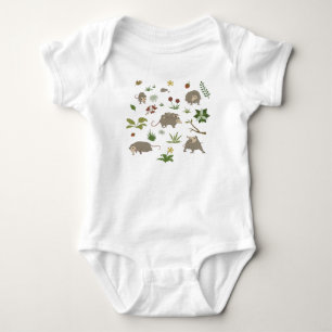 Possums in a Berry Field in White Baby Bodysuit