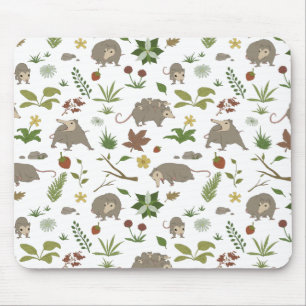 Possums in a Berry Field in White Mouse Mat