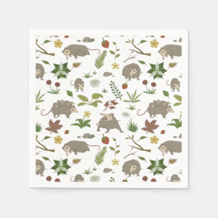 Possums in a Berry Field in White Napkin