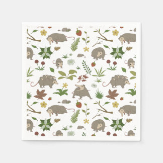 Possums in a Berry Field in White Napkin