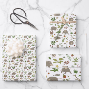 Possums in a Berry Field in White Wrapping Paper Sheet