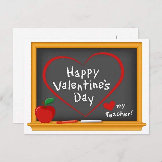 Post a Happy Valentine's Greeting to Teacher  Postcard (Front/Back)