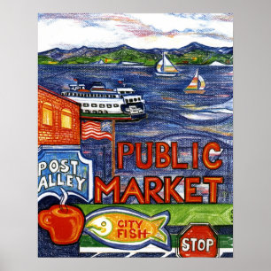 Post Alley with Ferry Poster