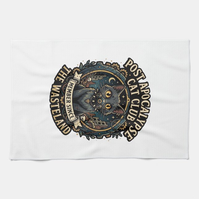 Post Apocalypse Cat Cat Dad Gift Idea - Post Apoca Tea Towel (Horizontal)