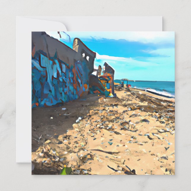 Post Apocalyptic Abandoned Beach Card (Front)