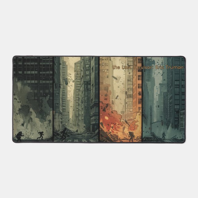Post-Apocalyptic Comic Strip Desk Mat (Front)