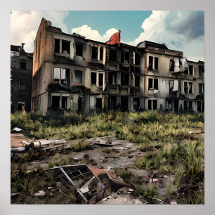 Post Apocalyptic Destruction Abandoned Buildings Poster