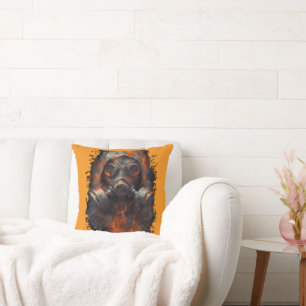 Post Apocalyptic Gas Mask Toxic Grunge Cushion