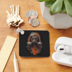 Post Apocalyptic Gas Mask Toxic Grunge Key Ring