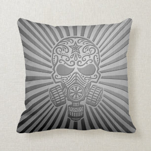 Post Apocalyptic Sugar Skull, steel effect Cushion