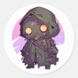 Post Apocalyptic Wanderer in anime style Classic Round Sticker