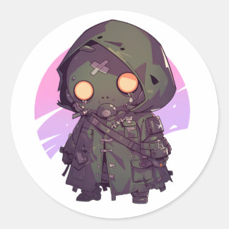 Post Apocalyptic Wanderer in anime style Classic Round Sticker