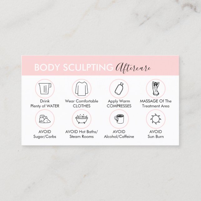 Post Body Sculpting Aftercare Instruction Business Card (Back)