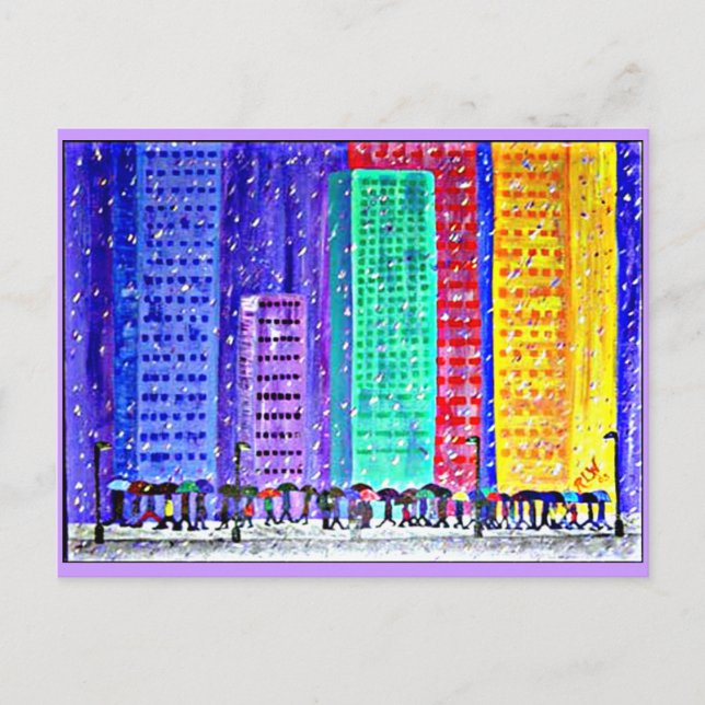 Post Card - City In The Rain (Front)