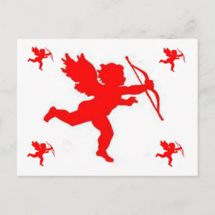 Post Card Cupid Red Plain