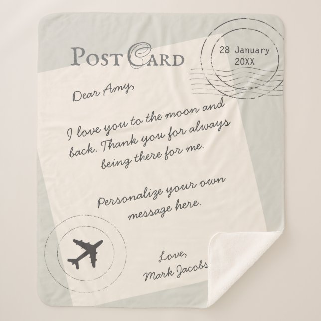 Post Card custom message personal love note Sherpa Blanket (Front)