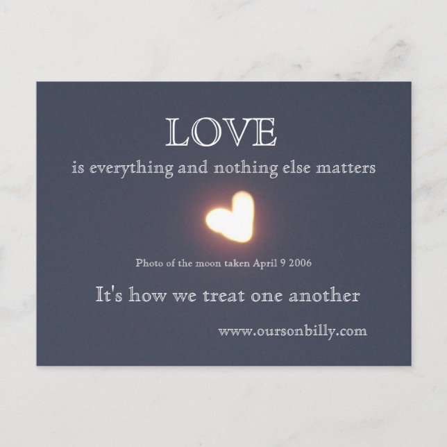 Post card Heart shaped moon. (Front)