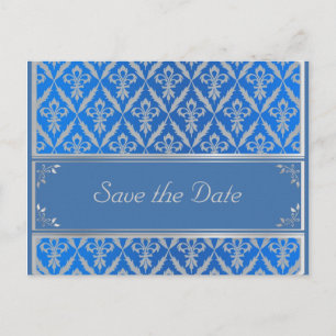 Post Card--Save the Date Fleur Light Blue Announcement Postcard