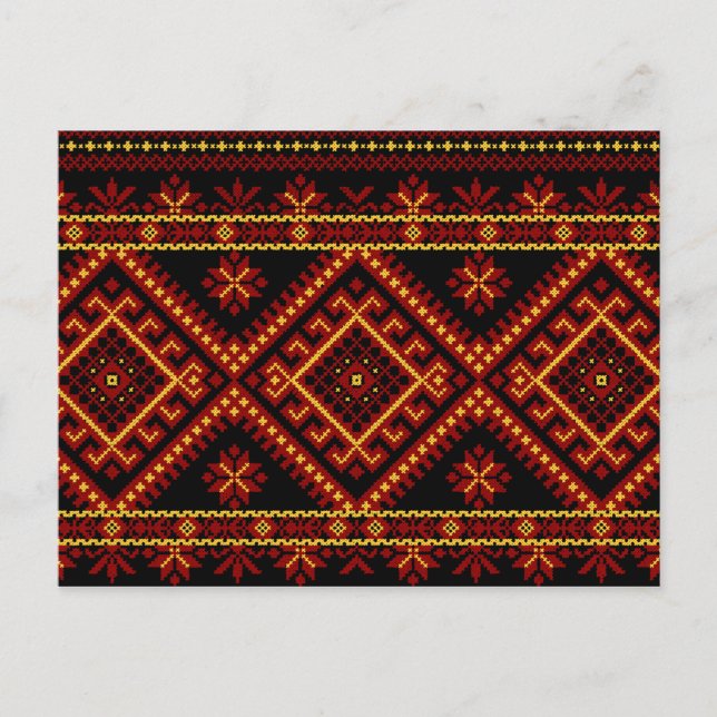 Post Card Ukrainian Cross Stitch Embroidery (Front)