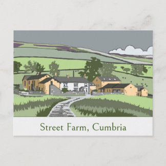 Post Card with Cumbrian Farmhouse scene