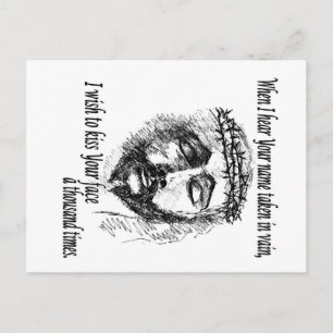 Post Card with Head of Christ and saying.