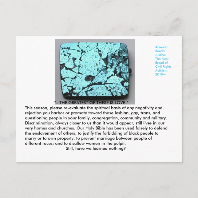 Post cards for LGBT communities to send to church (Front)