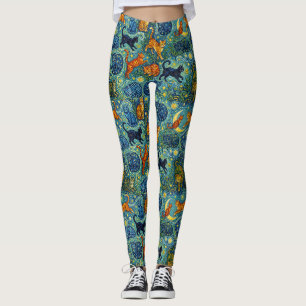 Post Impressionist Style Cats Leggings