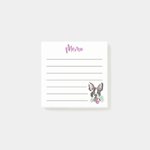 Post it   Memo   Boston terrier   pink Post-it Notes