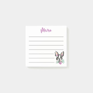 Post it | Memo | Boston terrier | pink Post-it Notes
