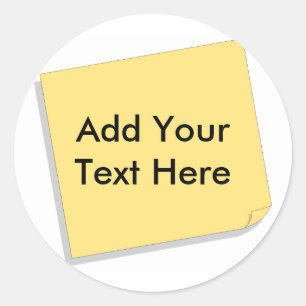 Post It Note Add Your Own Text Classic Round Sticker