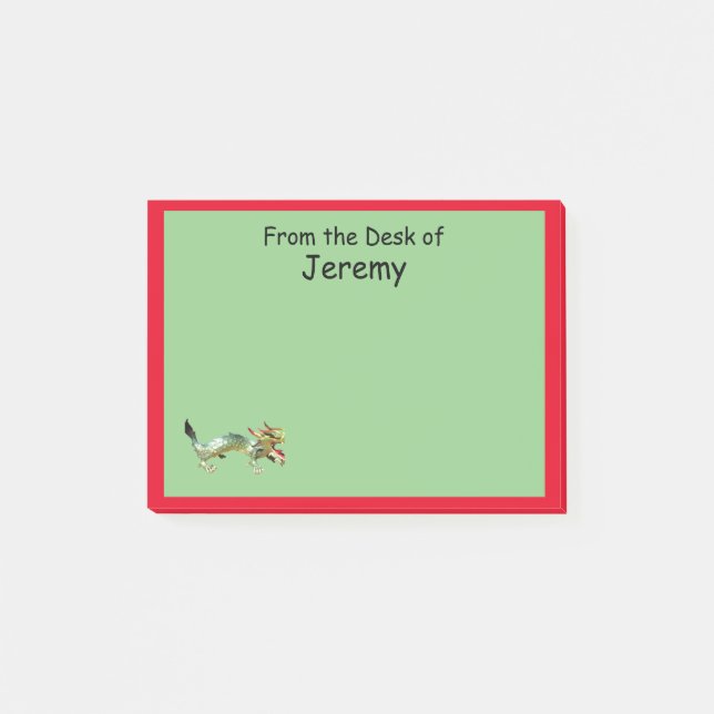 Post-it Note - Dragon and Red Border (Front)