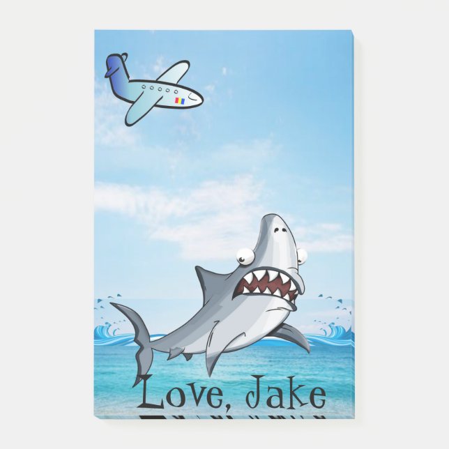 Post-it Notes Aeroplane Shark Blue (Front)