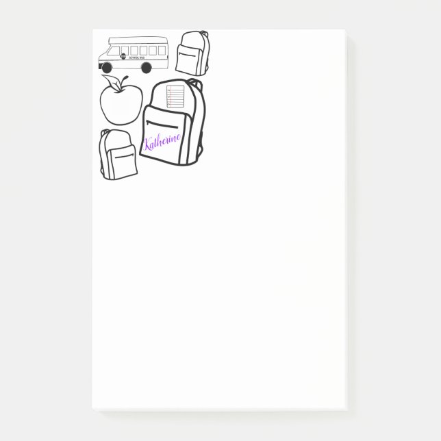 Post-it Notes Colouring School Backpacks (Front)