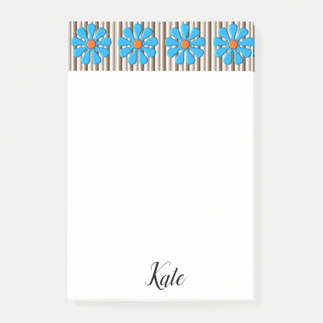 Post-it Notes Floral Brown Stripe (Front)