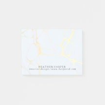 Post It Notes Notepad - Blue & Gold Marble