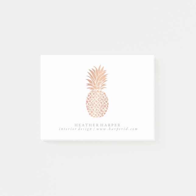 Post It Notes Notepad - Rose Gold Pineapple (Front)