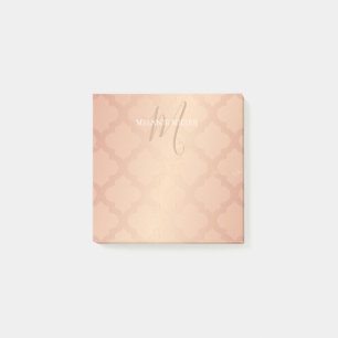 Post It Notes - Rose Gold Lattice Initial Name