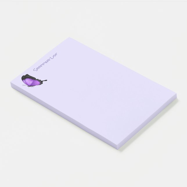 Post It Notes Shopping List Purple Butterfly (Angled)