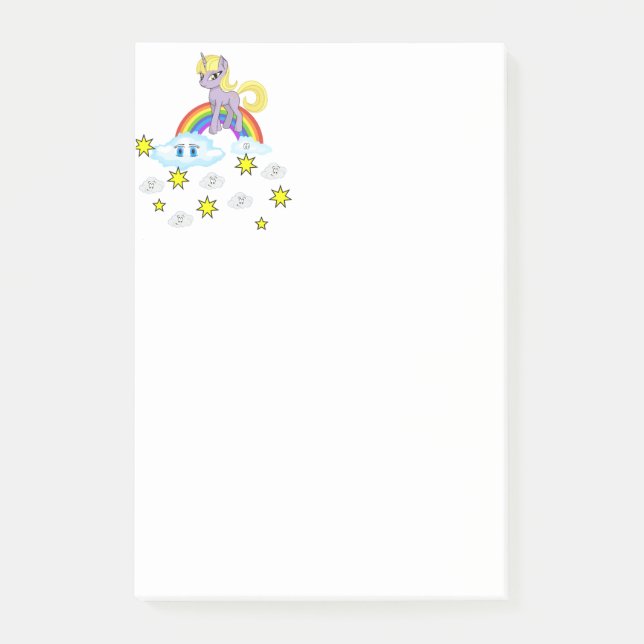 Post-it Notes Unicorn Rainbow Clouds Stars (Front)