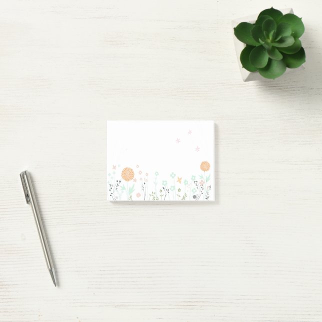 Post-It Notes with orange chrysanthemum  (Office)