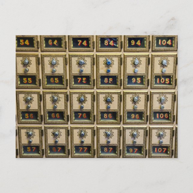 Post Office Combination Lock Boxes Postcard (Front)