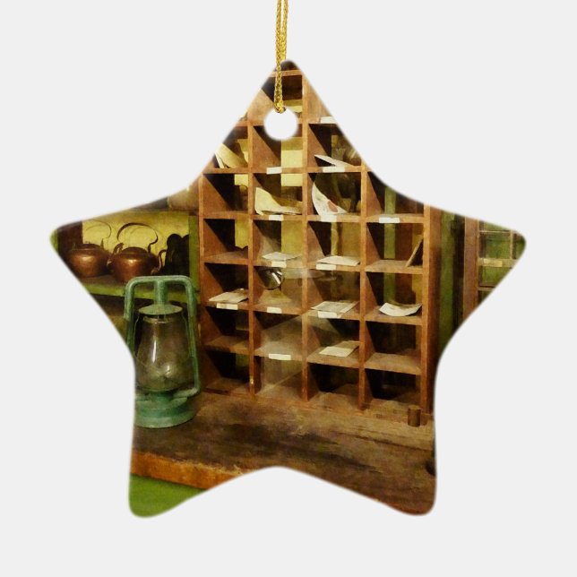 Post Office in General Store Ceramic Tree Decoration (Front)